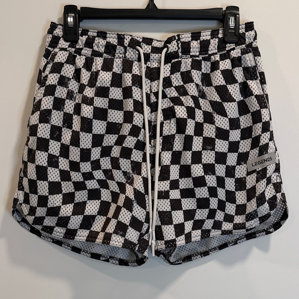 LEGENDS Black & White Checkered Athletic Shorts